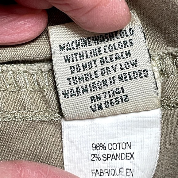 LL Bean Pants Women‎ 12 Beige Chino Cargo Mid Rise Relaxed Wide Leg Twill Safari - Picture 12 of 16